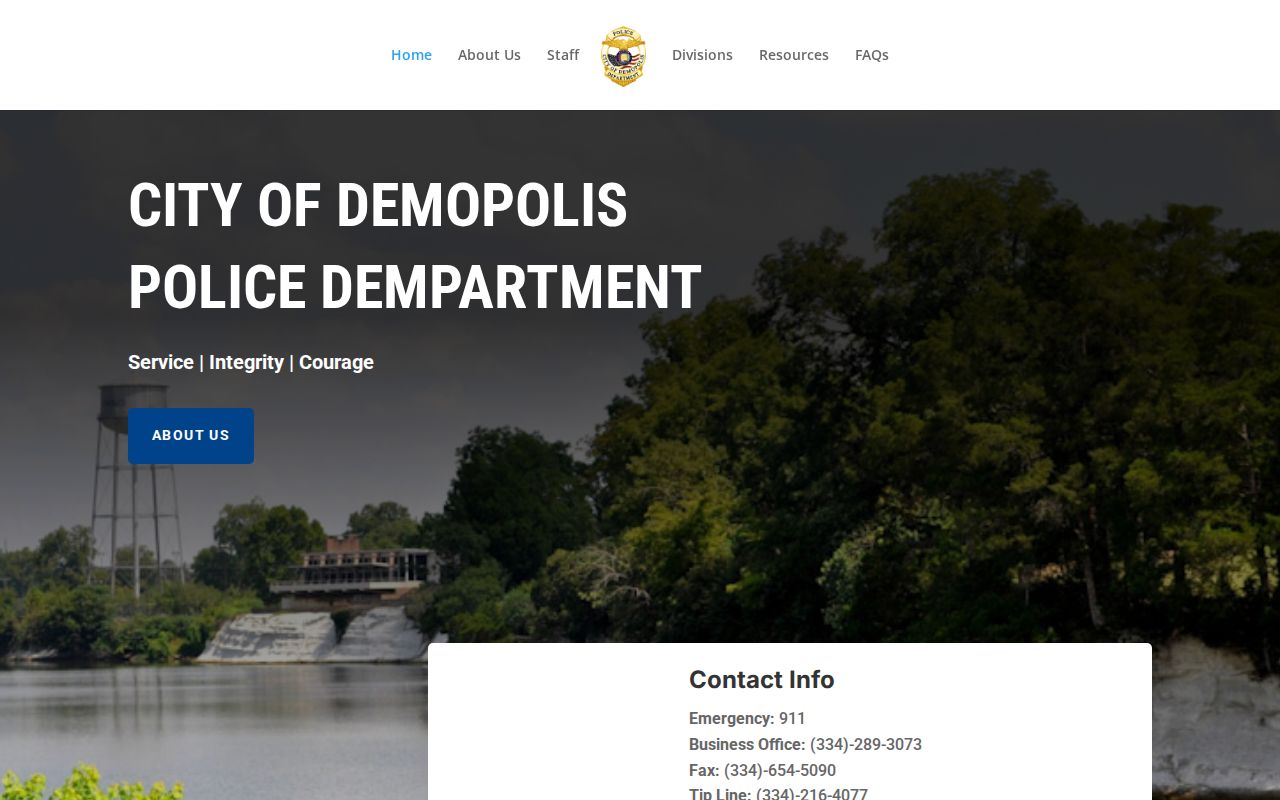 Demopolis Police Department official website contact page